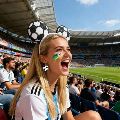 3 Pcs Set 2026 Edition Football Headband Themed Headband Earrings Tattoo Stickers Football Earrings Football Cheering Props